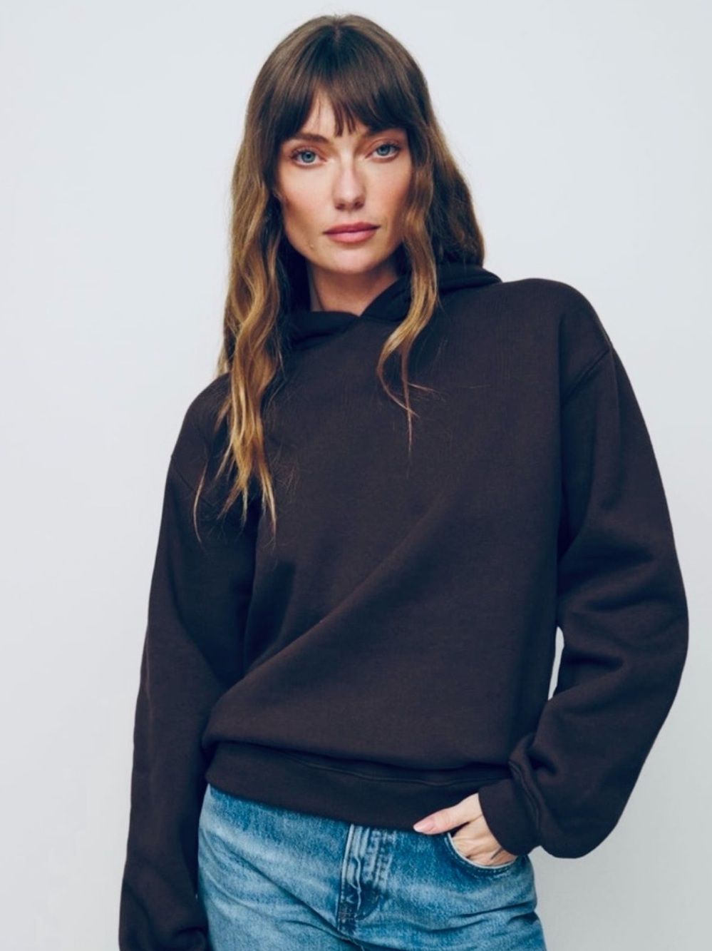 Reformation washed black organic cotton Classic Hoodie pullover Sweatshirt small